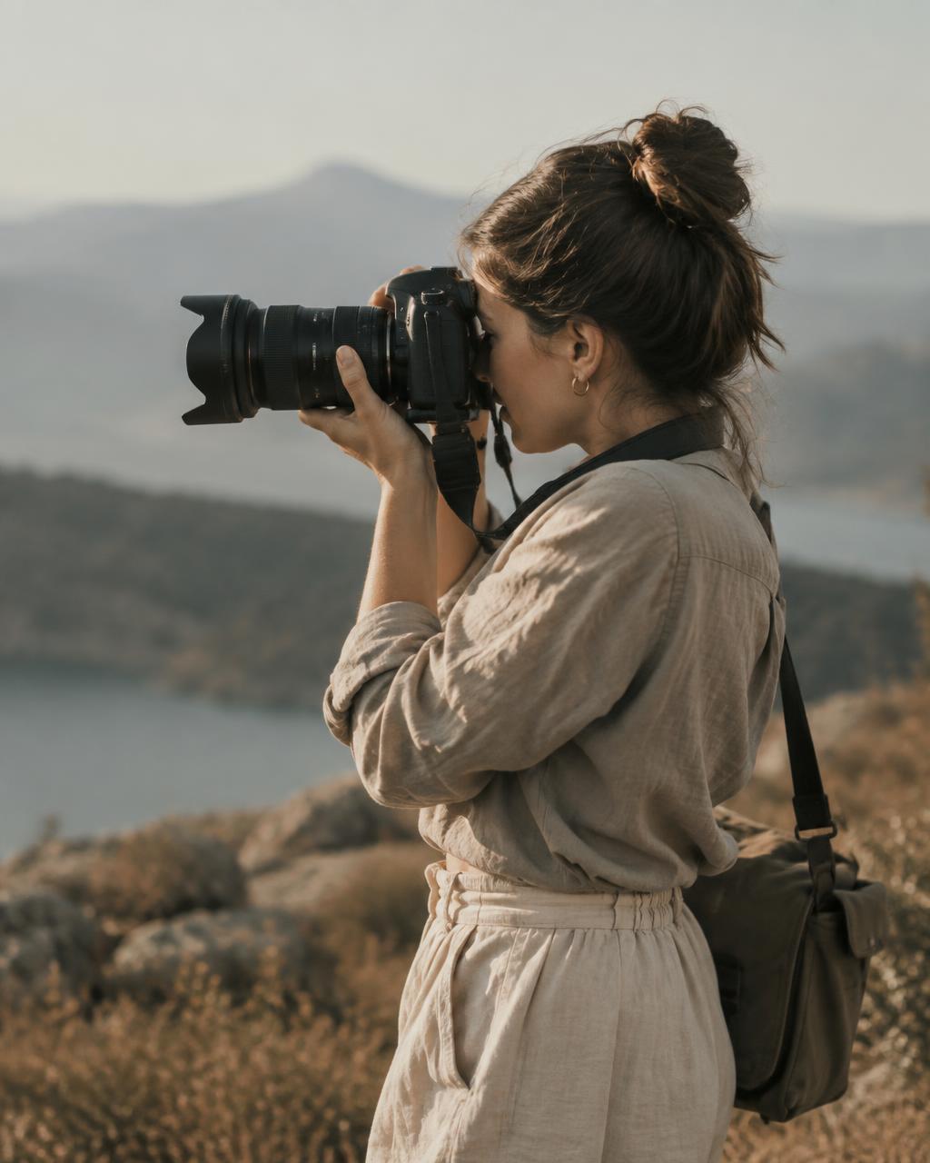 Michelle Spiller photographing in the mountains